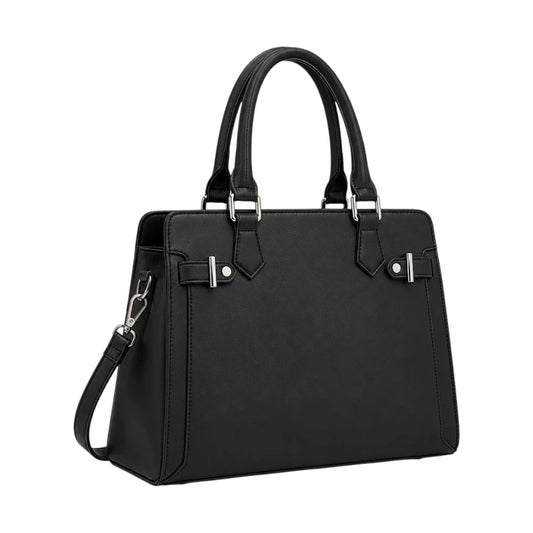 OBBA Black Women’s Satchel Handbag – Classic Structured Faux Leather Bag