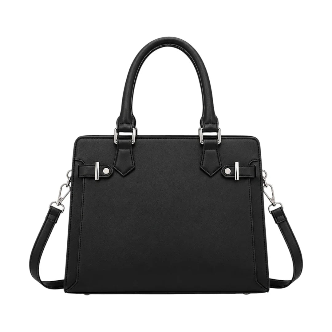 OBBA Black Women’s Satchel Handbag – Classic Structured Faux Leather Bag