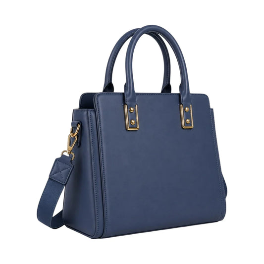 OBBA Blue Women’s Satchel Handbag – Floral Embossed Faux Leather Bag
