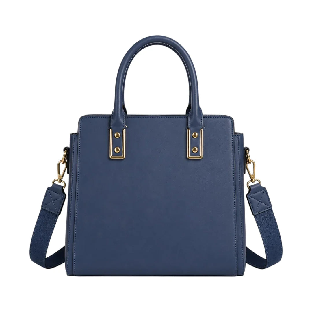 OBBA Blue Women’s Satchel Handbag – Floral Embossed Faux Leather Bag
