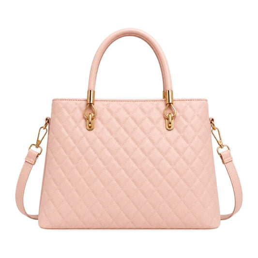 OBBA Pink Madison Quilted Faux Leather Shoulder Satchel Bag