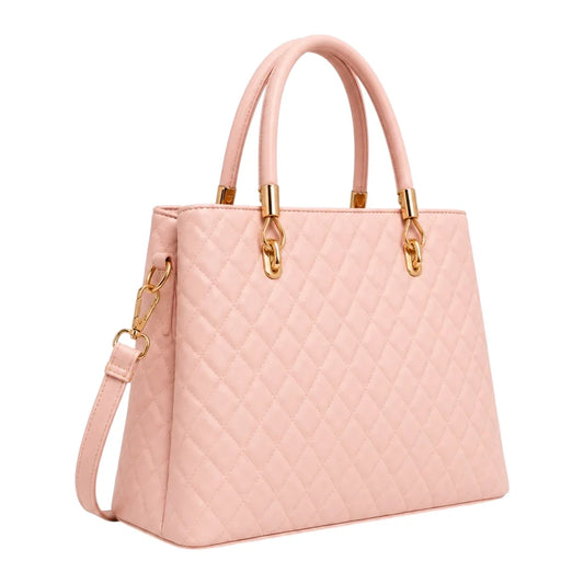 OBBA Pink Madison Quilted Faux Leather Shoulder Satchel Bag