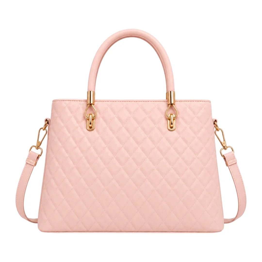 OBBA Pink Madison Quilted Faux Leather Shoulder Satchel Bag